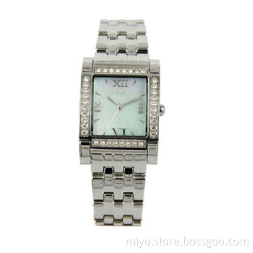 Quartz Lovely CZ Stones Wristwatch with Stainless Steel Material, Ideal for Promotions